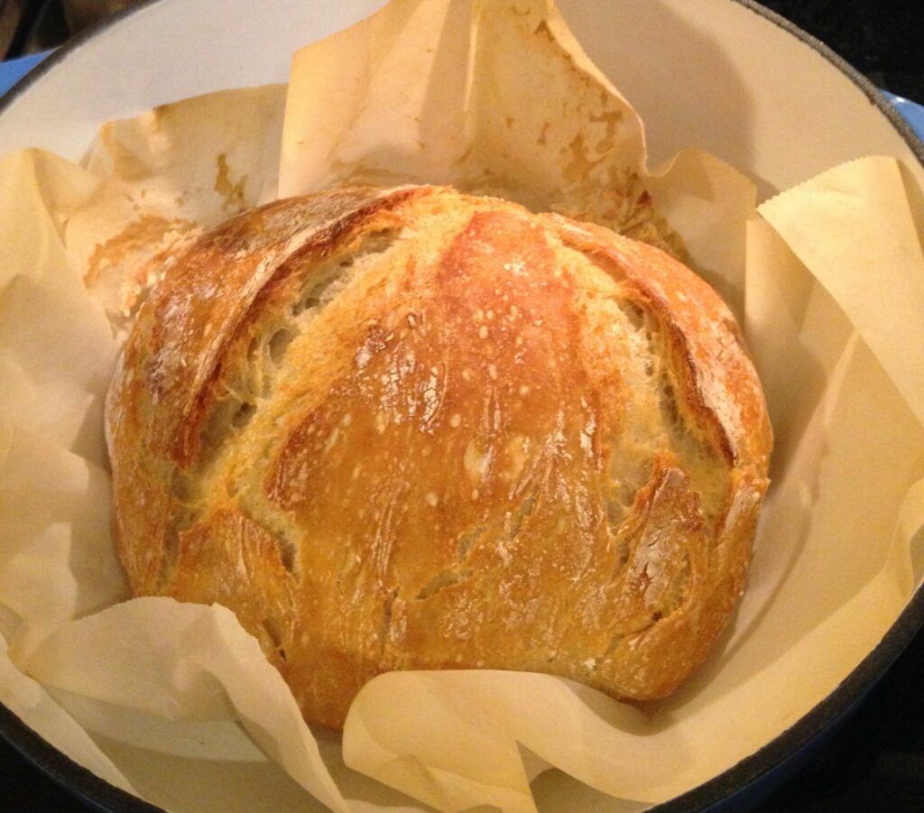 No-Knead Bread baked directly in an RV oven or over a campfire 